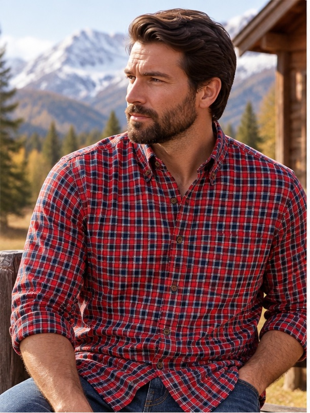 J.Crew Brushed Twill Plaid Shirt Men’s XL Red Navy Classic Fit Button Down